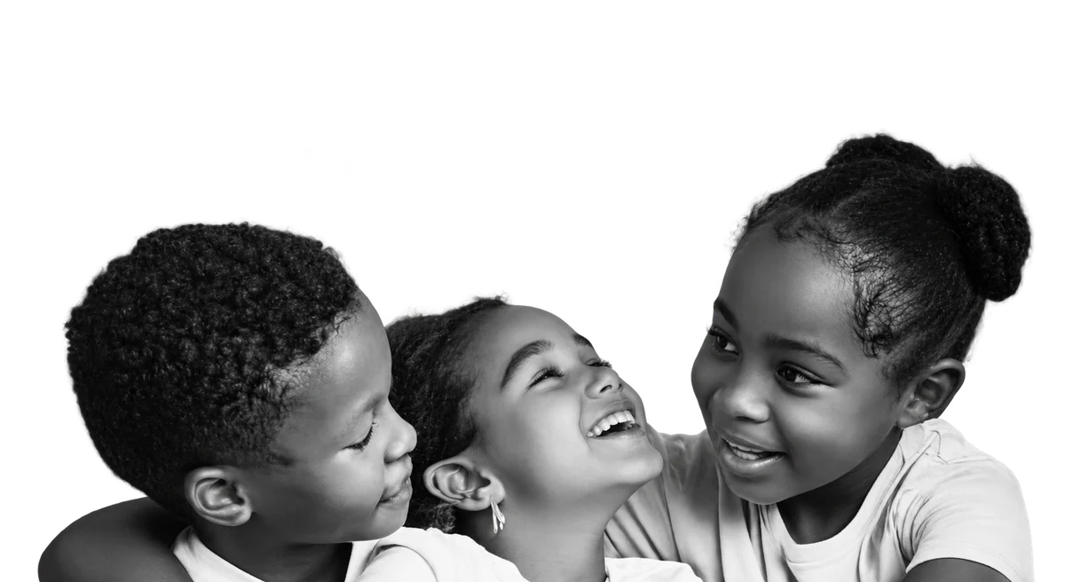 Three smiling children from Allurez’s We Give Back campaign
