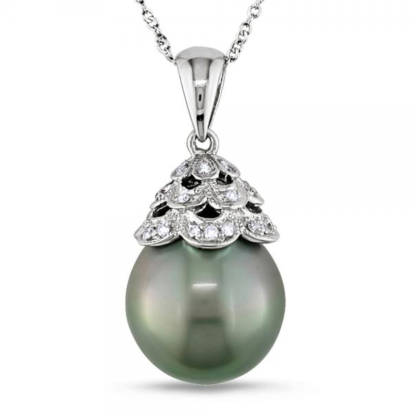 Black Tahitian Pearl and Diamond Necklace 14k W. Gold 10-10.5mm selling at $466.18 at Allurez, marked down from $896.50. Price and availability subject to change.