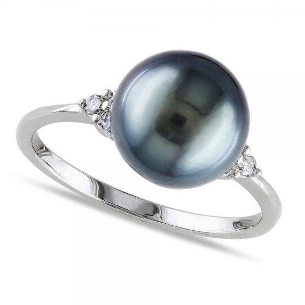 Black Tahitian Pearl Ring Diamond Accented 14k W. Gold 8-8.5mm selling at $617.76 at Allurez, marked down from $1188.00. Price and availability subject to change.