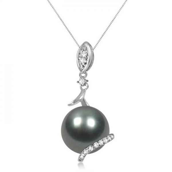 Tahitian Black Pearl Drop with Diamond Accents 14K White Gold 10-11mm selling at $862.10 at Allurez, marked down from $1724.20. Price and availability subject to change.
