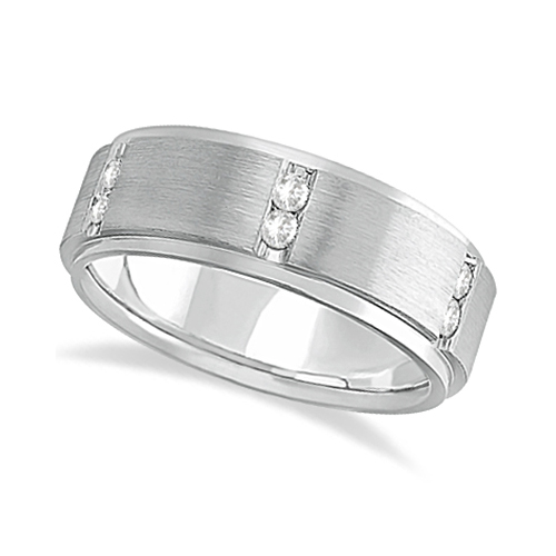 Wide Wedding Bands  Diamonds on Mens Channel Set Wide Band Diamond Wedding Ring 14k White Gold  0 50ct
