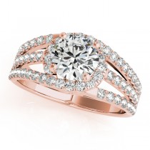 Wide Triple Band Diamond Engagement Ring 18k Rose Gold (2.13ct)
