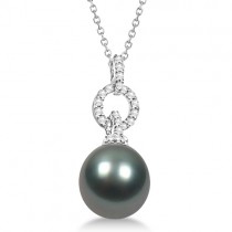  Tahitian Cultured Pearl & Diamond Solitaire Pendant Necklace (11mm) 