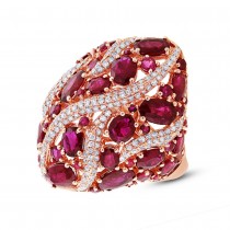 0.81ct Diamond and 8.17ct Ruby 14k Rose Gold Ring