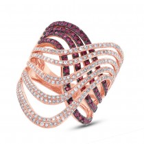 1.03ct Diamond and 1.42ct Ruby 14k Rose Gold Ring