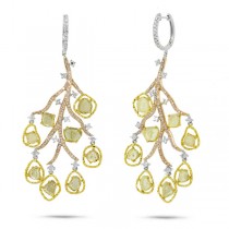 4.55ct 18k Three-tone Gold Fancy Color Diamond Earrings