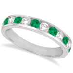 emerald and diamond wedding band