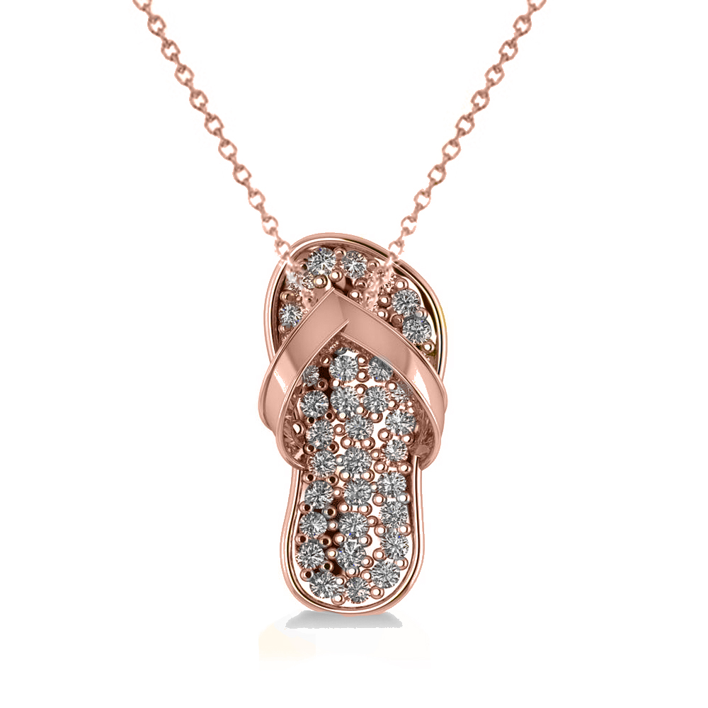 Diamond Summer Flip-Flop Pendant Necklace 14k Rose Gold by Allurez.