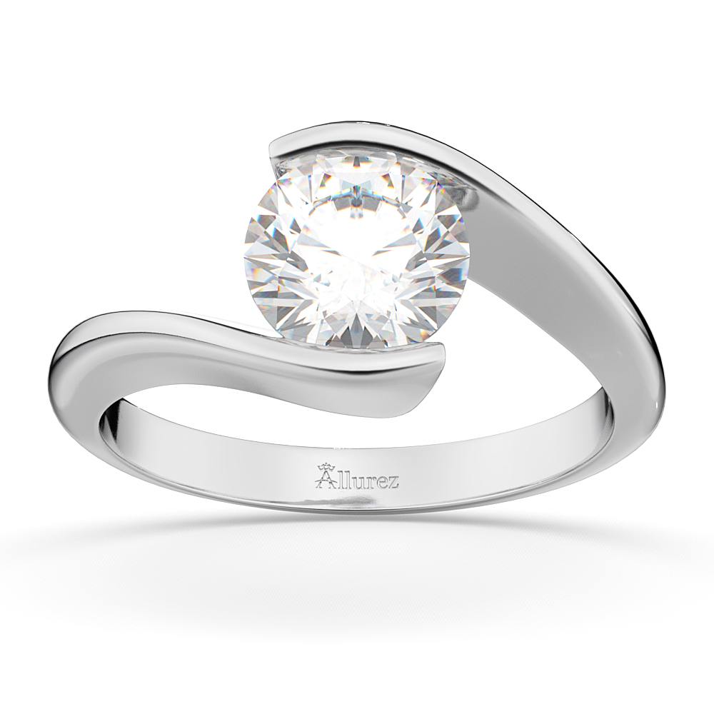 Tension Set Swirl Solitaire Engagement Ring Setting Platinum by Allurez.