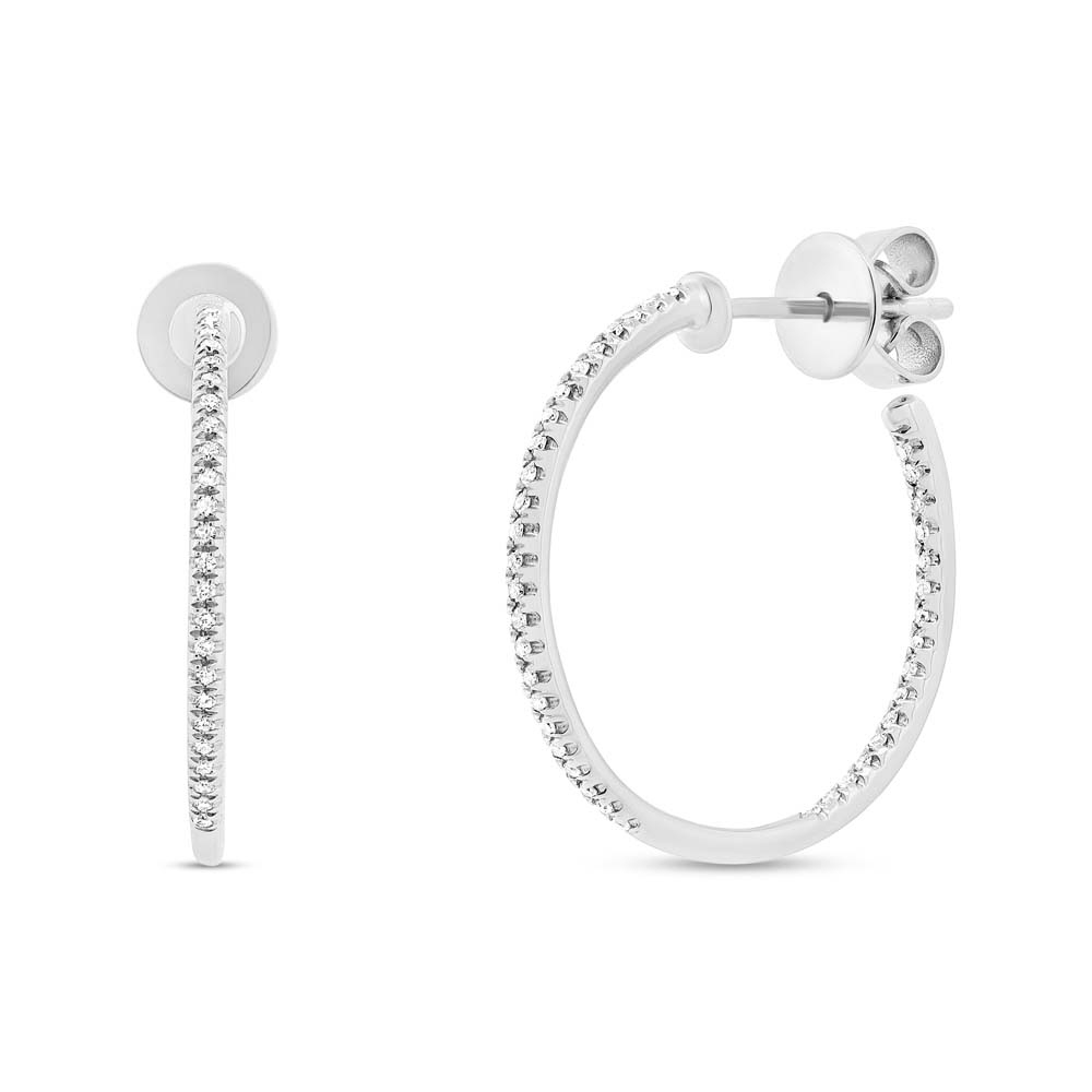 0.15ct 14k White Gold Diamond Hoop Earrings by Allurez.