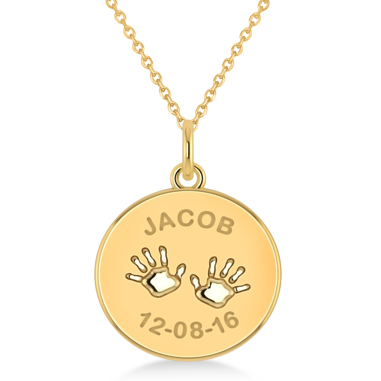 Personalized Baby Name Charm Pendant Necklace 14k Yellow Gold from Allurez.