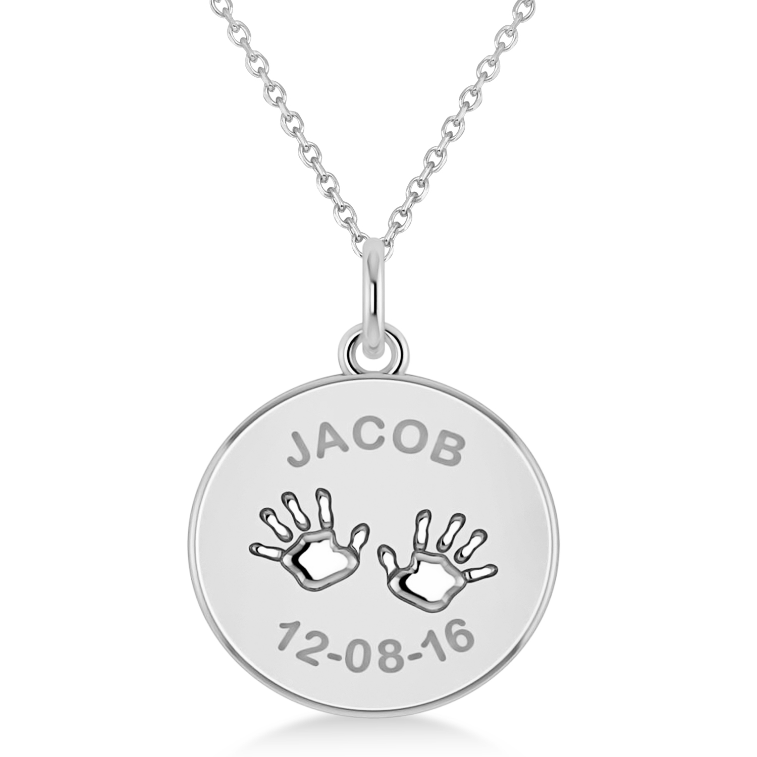 Personalized Baby Name Charm Pendant Necklace 14k White Gold from Allurez.