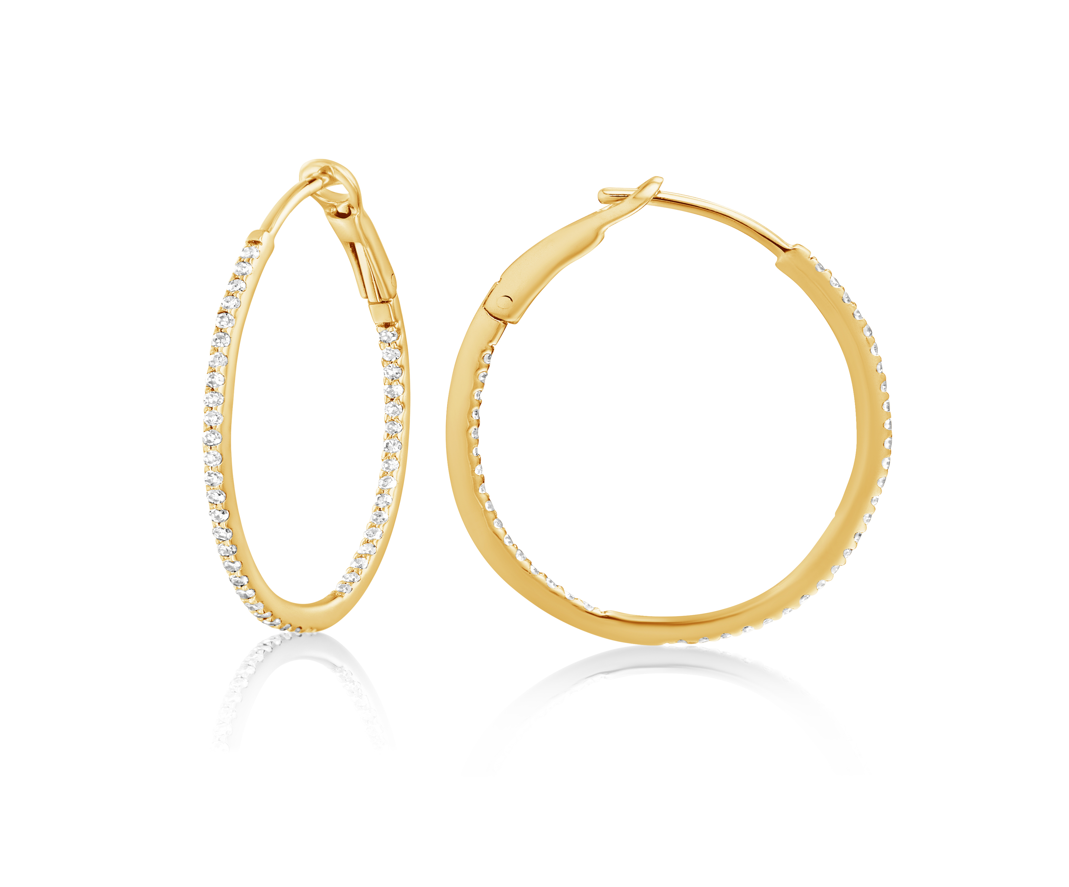 Diamond 25mm Round Skinny Hoop Earrings 14K Yellow Gold from Allurez.