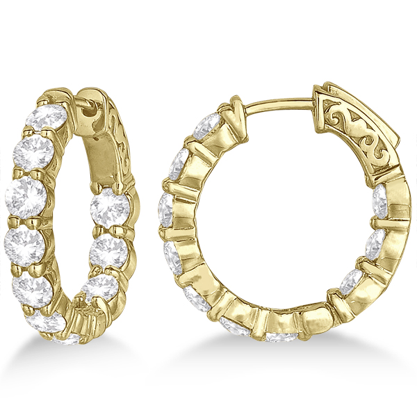 Small Round Diamond Hoop Earrings 14k Yellow Gold from Allurez.