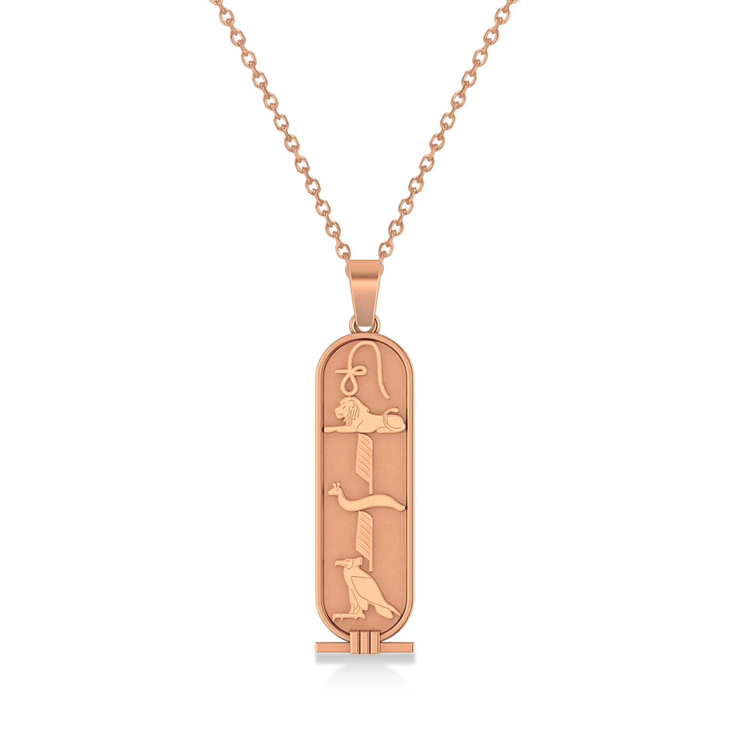 Egyptian Cartouche Pendant Necklace 14k Rose Gold from Allurez.