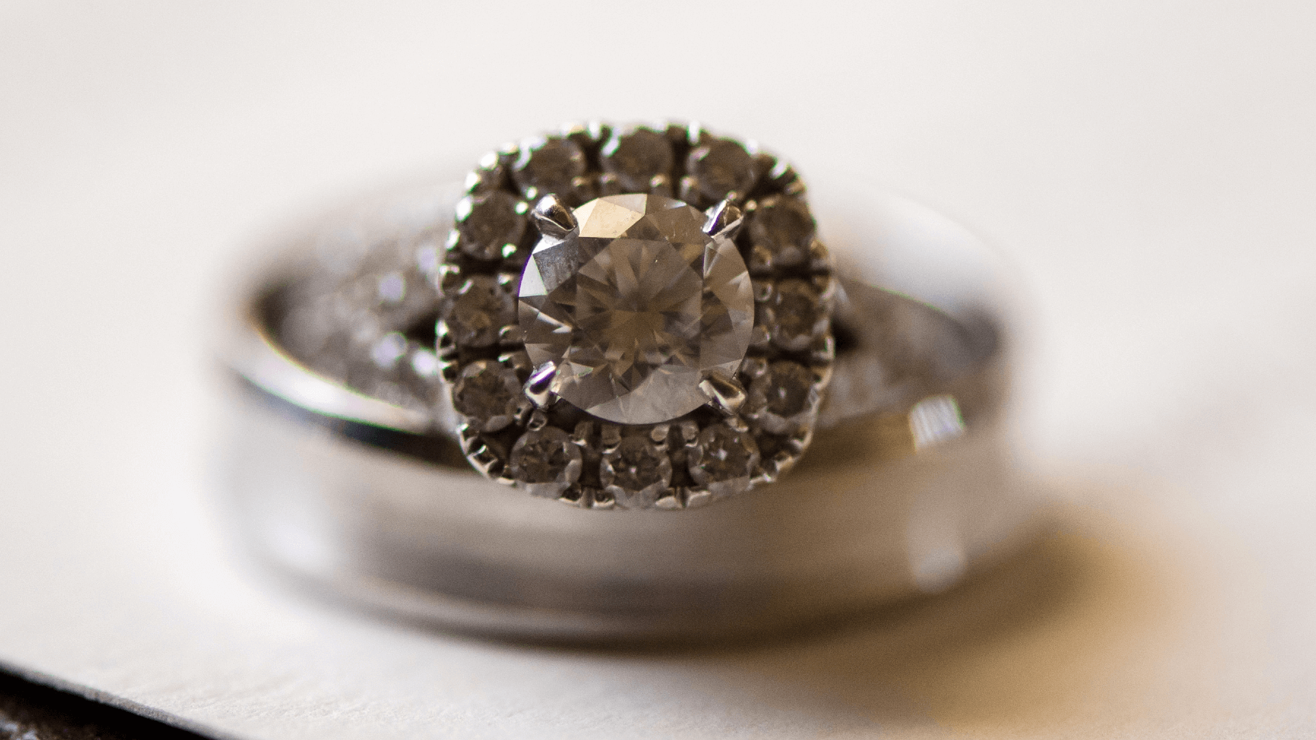 a diamond wedding ring and matching wedding band