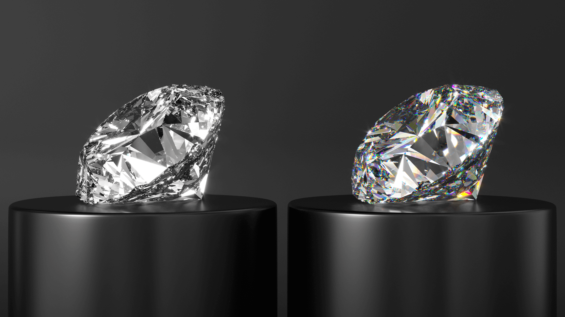 two diamonds on a black background