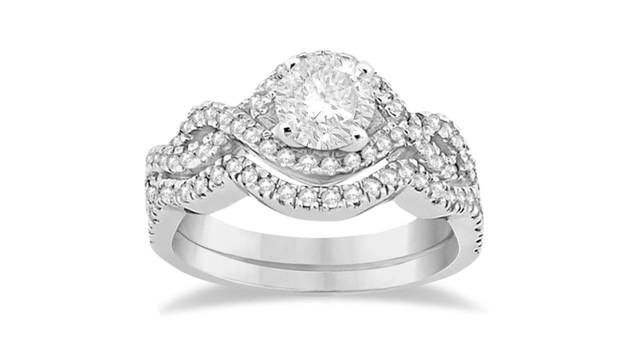 a diamond infinity halo engagement ring