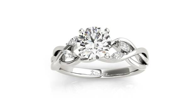 a diamond marquise vine leaf engagement ring