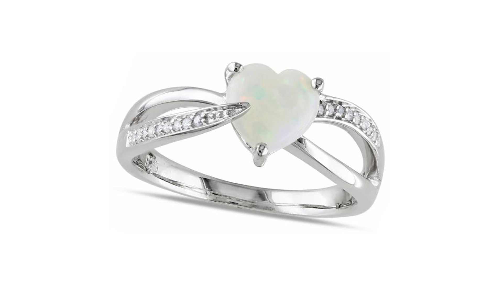 Valentine’s Day Gift Guide: a Heart-Shaped White Opal Solitaire and Diamond Ring
