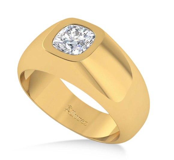 Men's Diamond Gypsy Ring 14k Yellow Gold from Allurez.