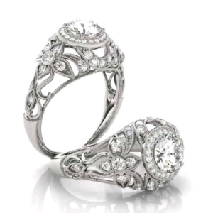 Why an Engagement Ring is the Perfect Valentine Gift_Edwardian Diamond Halo Engagement Ring Floral