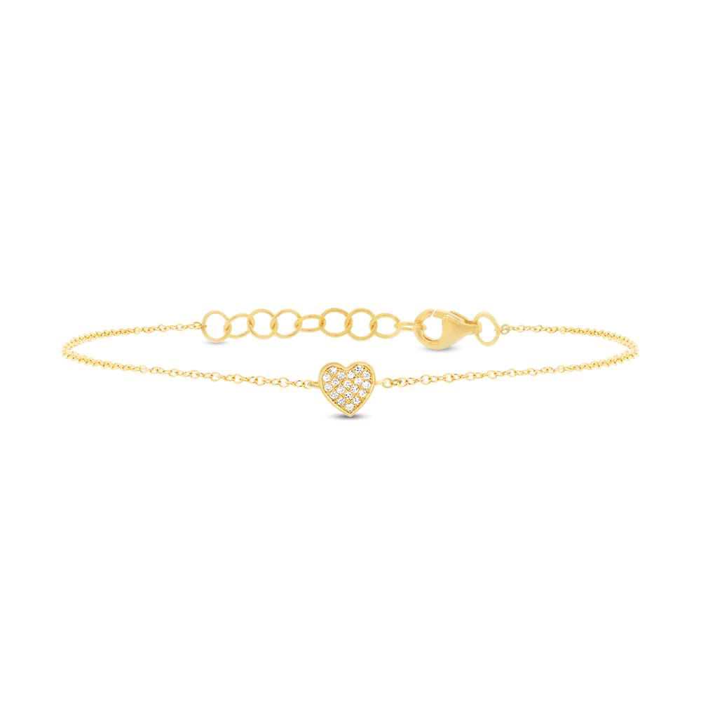 13 Valentine's Day Gift Ideas for Lovers_ Yellow Gold Diamond Pave Heart Bracelet