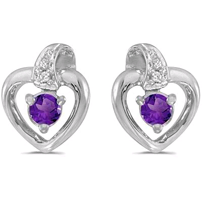 13 Valentine's Day Gift Ideas for Lovers_Amethyst and Diamond Heart Earrings