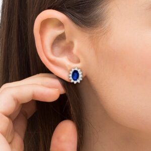 Diamond and blue sapphire earrings