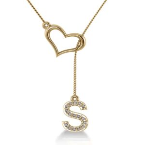 heart and initial drop chain necklace