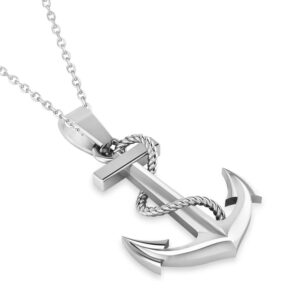 silver anchor pendant necklace