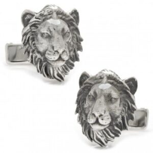 silver lion head cufflinks