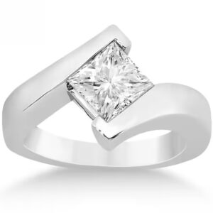 princess cut diamond tension set engagement ring