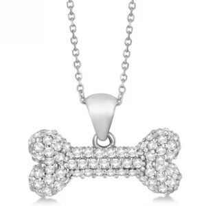 diamond dog bone pendant necklace