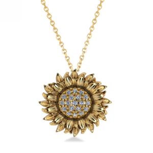 sunflower diamond pendant necklace