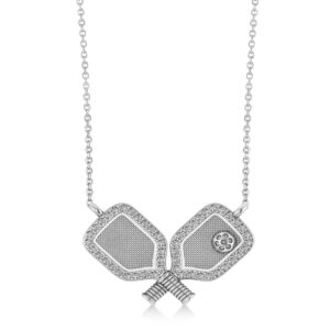 diamond dual pickleball paddles pendant