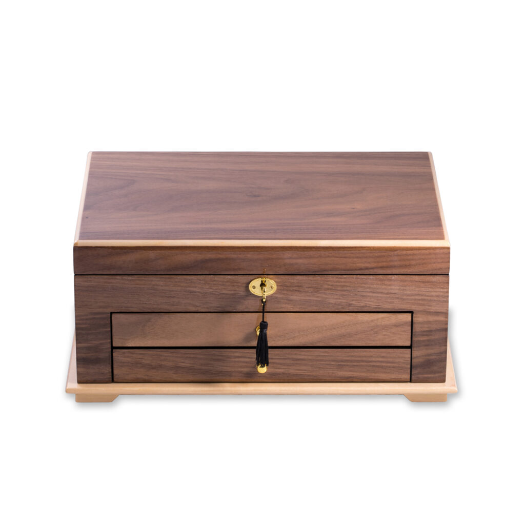 Birdseye Wood 3 Level Jewelry Box