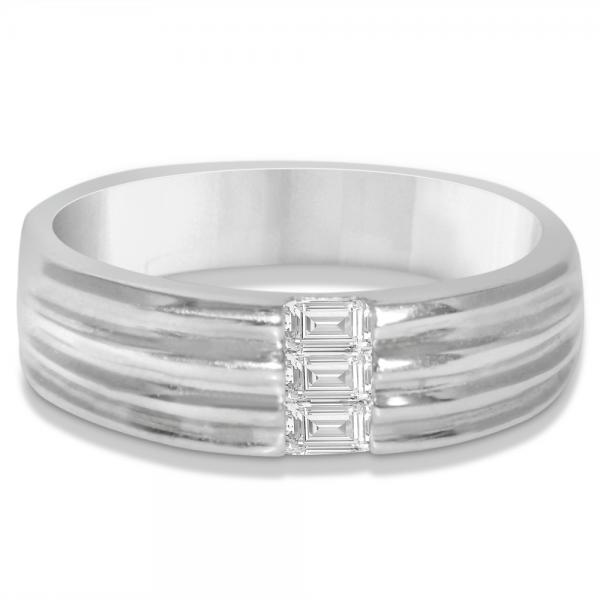 Men's Diamond Baguette Wedding Band in 14k White Gold (0.30ct)