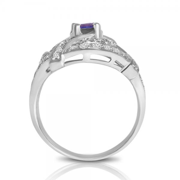 Blue Sapphire & Diamond Filigree Fashion Ring 18k White Gold (0.71ct)