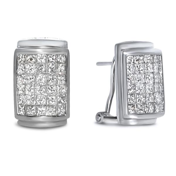 Invisible Diamond Stud Earrings in 14k White Gold (0.86ct)