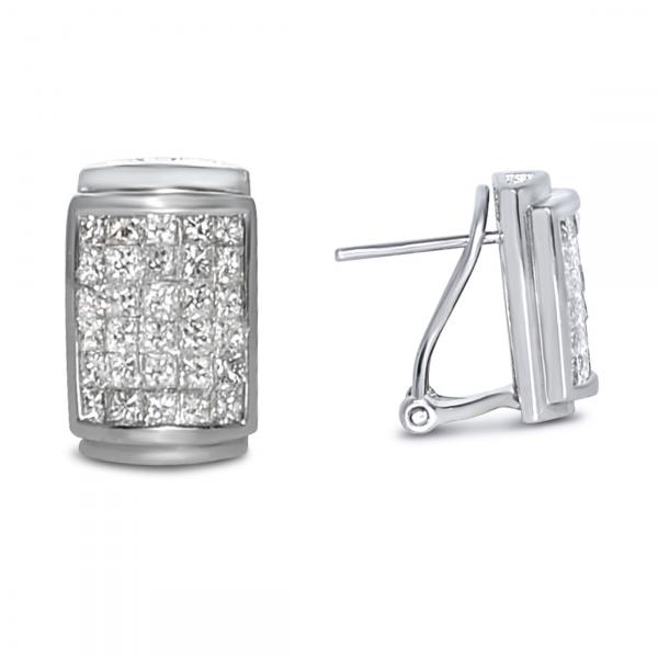 Invisible Diamond Stud Earrings in 14k White Gold (0.86ct)