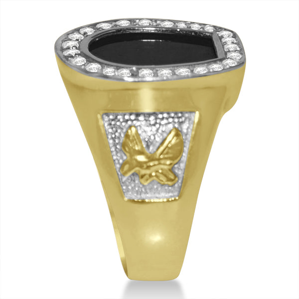 Diamond Accented Black Onyx Ring in 14k Yellow Gold (0.25ct)