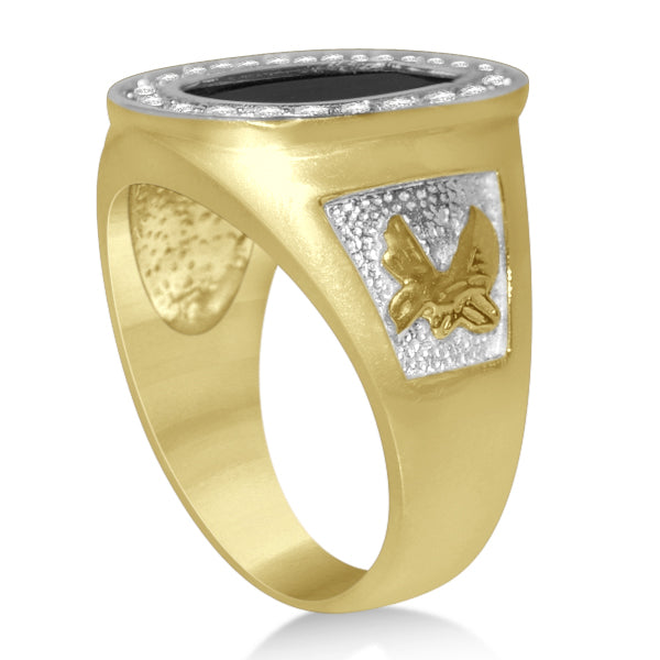 Diamond Accented Black Onyx Ring in 14k Yellow Gold (0.25ct)