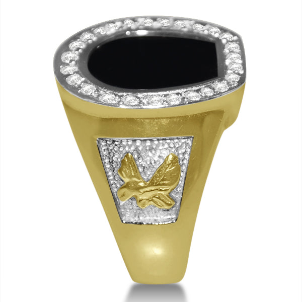 Diamond Accented Black Onyx Ring in 14k Yellow Gold (0.25ct)