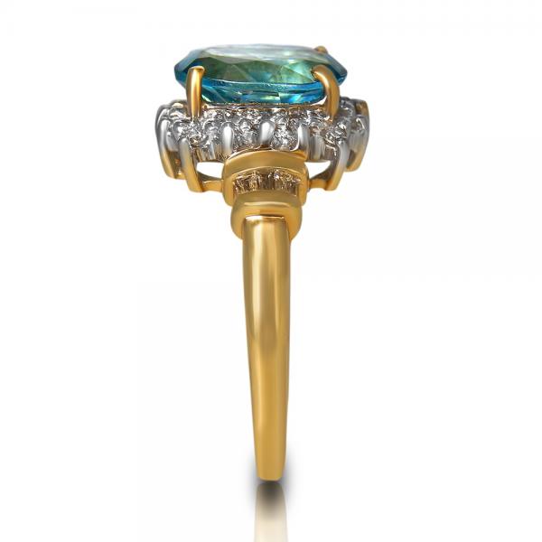 Oval Cut Blue Topaz & Diamond Cocktail Ring 14k Yellow Gold (2.51ct)