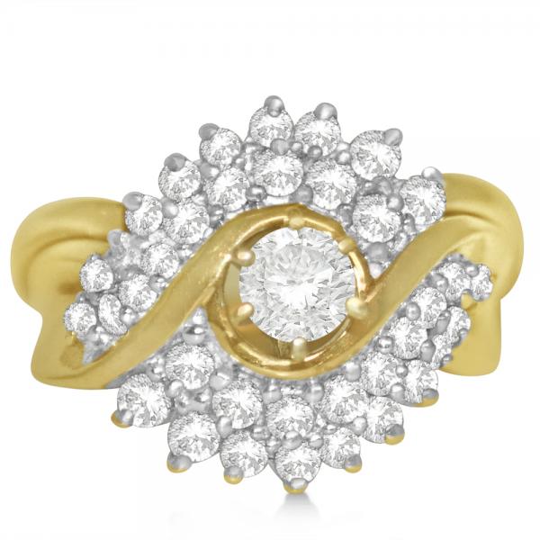 Diamond Halo Accented Engagement Bridal Set in 14k Yellow Gold (1.16ct)