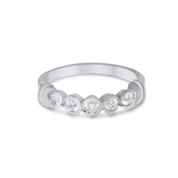 Diamond Five Stone Semi Bezel Set Wedding Band in Platinum (0.40ct)