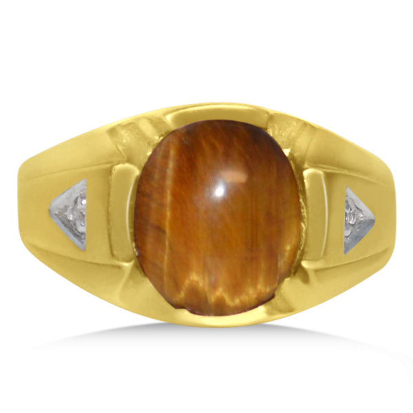 Diamond Tiger Eye Engagement Ring in 14k Yellow Gold (4.45ct)