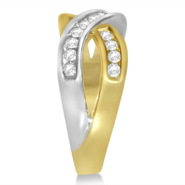 Diamond Accented Twisted Wedding Band in 14k Two Tone Gold (0.50ct)