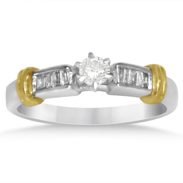 Diamond Accented Baguette Bridal Set in 14k Two Tone Gold (0.36ct)
